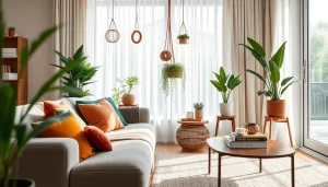 Verduisterende gordijnen creëren een sfeervolle atmosfeer in een warme woonkamer.