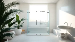 Moderne duschkabine 100x100 mit klaren Glaswänden in einem stilvollen Badezimmer.