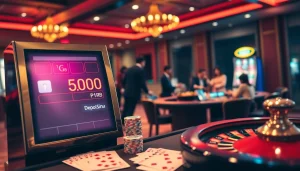 Slot yang menang pada mesin dengan deposit 5rb di lingkungan kasino yang mewah.