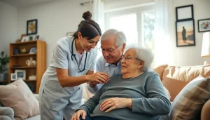Engaging caregiver providing support to a senior in an inviting home environment, focusing on austin senior home care.