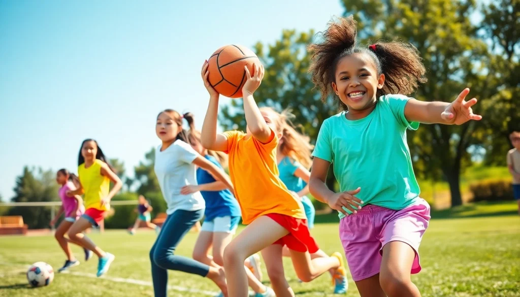 Girls participating in Multi Sports Camps for Girls, showcasing teamwork and athleticism.