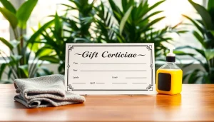 Presenting a stylish car detailing gift certificate among detailing tools, showcasing exceptional quality.