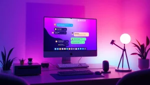 Engaging scene of an nsfw ai chatbot interaction in a modern virtual environment.