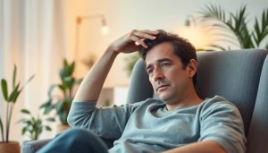 Illustration showing a person with anxiety symptoms in a peaceful setting, conveying calmness.