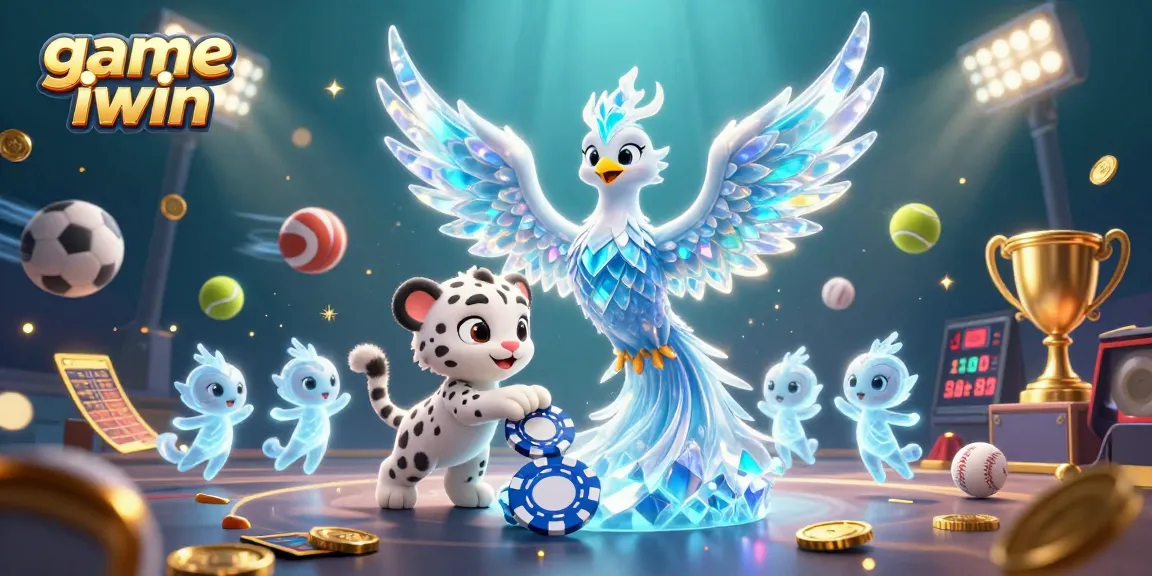 Play exciting games at game iwin, featuring an enchanting ice phoenix and dynamic casino elements.